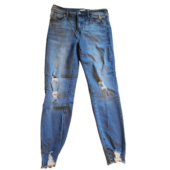 Ceros Denim - Ceros Light/Medium Distressed Stretch Crop Jeans, Size 29 (US 8)